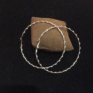 Large skinny silver hoops